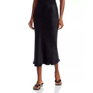 Anine Bing 100% Silk Black Bar Midi Skirt Large